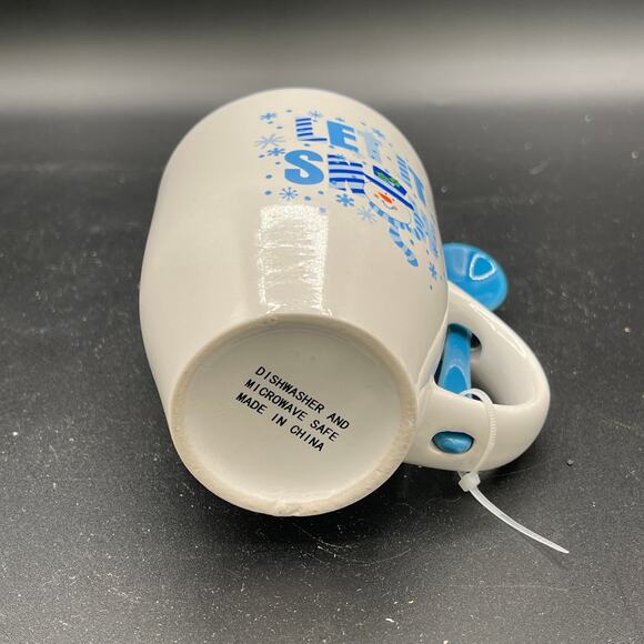 Let It Snow Holiday Ceramic Coffee Mug & Blue Spoon - Picture 4 of 6
